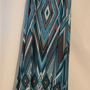 Robert Louis Multicolor Geometric Maxi Skirt L Turquoise Orange
